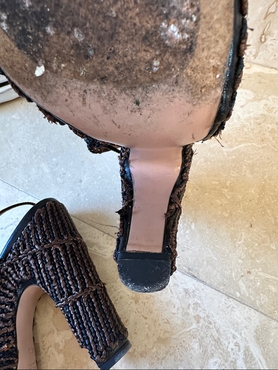 Prada Braided Raffia Slingback Heels - Picture 10 of 10